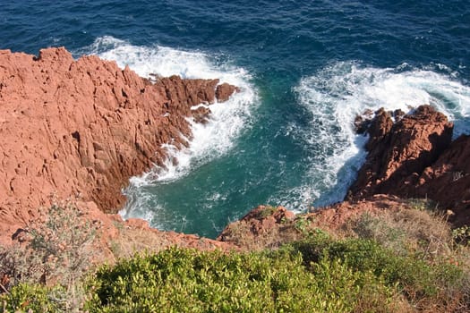 Red rock in the surf