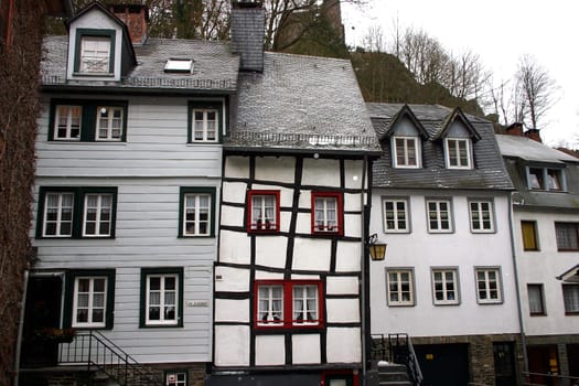 Houses in the historic old town of Monschau in the Eifel.