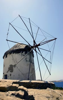 One of the famous windmills - landmarks of Mykonos.