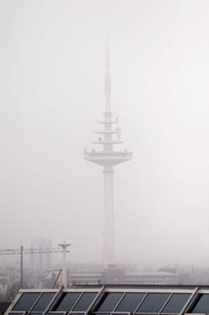 Radio tower in the fog