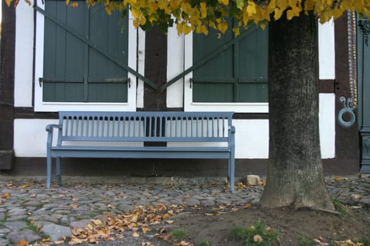 Bench in front of a half-timbered house