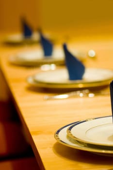 festively laid wooden table
