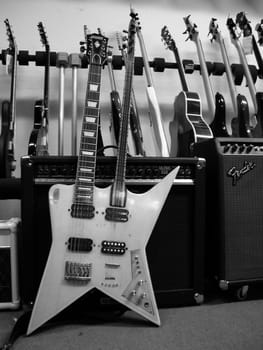 This is the custom-made electric guitar and a saz. Not exactly off-the-shelf.