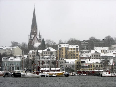 Flensburg's most beautiful view - Jürgensby. This time not with sun,rainbow or moon,but with snow