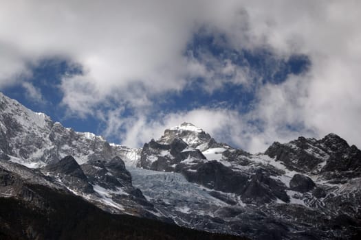View of the Jaded Dragon Mountain near Lijiang,Yunnan,China