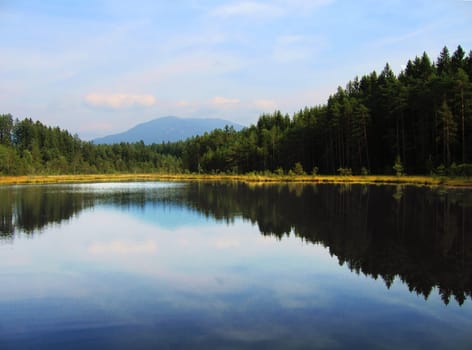 Egelsee near Spital an der Drau/Carinthia. In the background the Mirnock