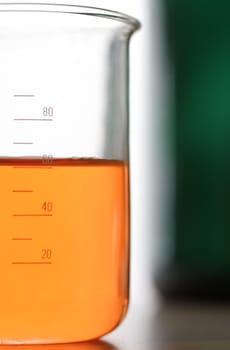measuring orange liquid