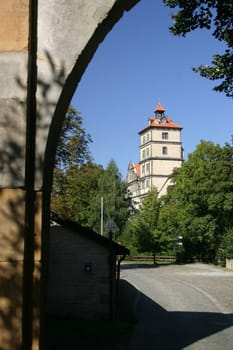 View through a gate at Brake Castle in Lipperland