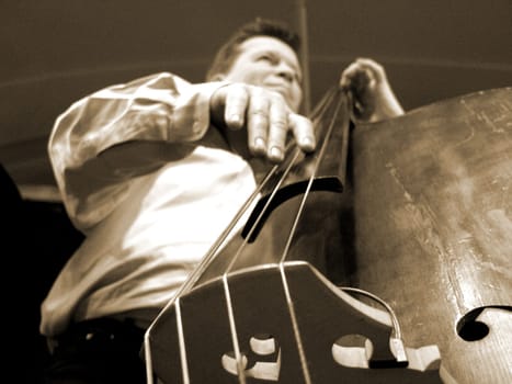 Double bass player - public appearance of the Groove Connection Group 3264 x 2448 pixels Shutter speed: 1/25 Aperture: 2.5 Focal Length: 11.1