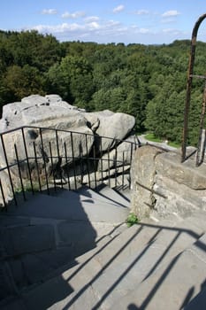 Rock staircase at the Externsteine in Lipperland (public path)