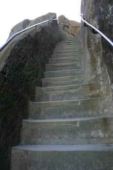 Stone staircase at the Externsteine in Lipperland (a public path)