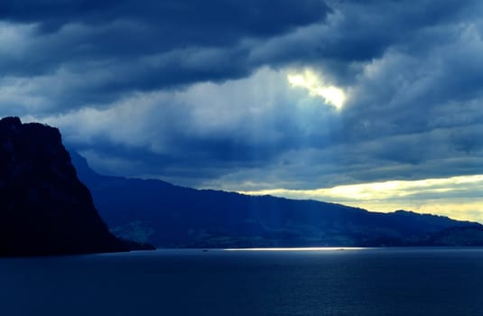 Evening mood after a downpour. Lake Lucerne Region,Switzerland
