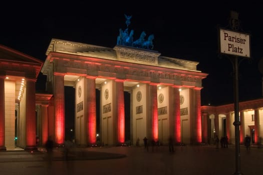 Brandenburg Gate in Red Light 03
