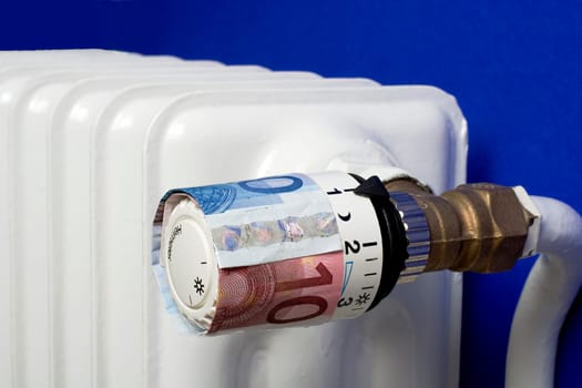 Heating thermostat with money increased heating costs