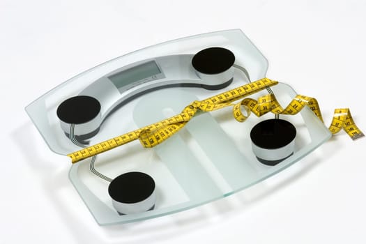 Scales with tape measure diet