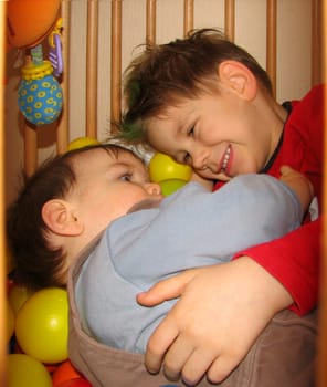 Together in the playpen. Love knows no bars  -)