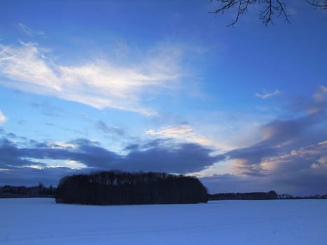 Blue hour in winter