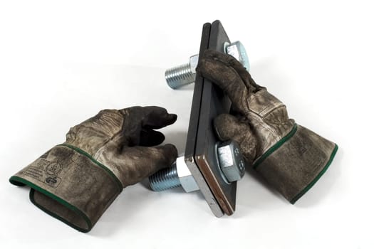 Gloves and workpiece after the work is done