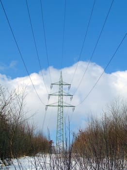 Electricity pylon in winter