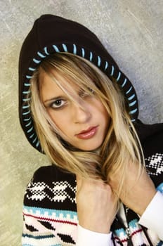 Verena in a poncho
