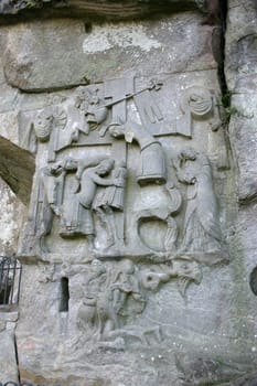 Relief of the Descent from the Cross on the Externsteine near Horn-Bad Menberg (Lippe district,North Rhine-Westphalia)