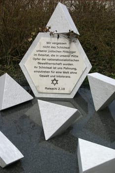 Monument at the former site of the synagogue in Extertal Bösingfeld (Lippe district,North Rhine-Westphalia)