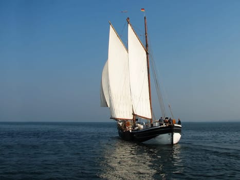 SY Amazone,flat-bottomed ship,steel lake ewer, Year of construction: 10.09.1909, Shipyard: J.Jacobs,Morregge (Hull No:72), Length 23.84 m, Width: 5.20 m Survey: 66 GRT,48 NRT Capacity: 115 t,Ketch,gaff-rigged,www.amazone.de