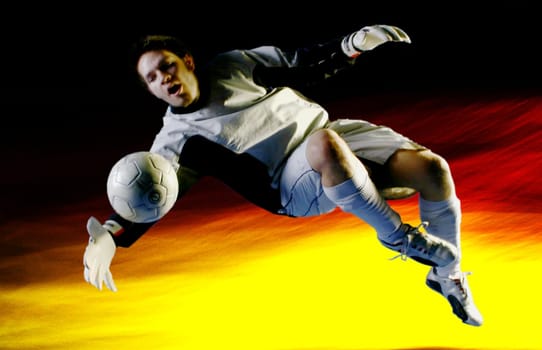 On the ball - in front of the German flag