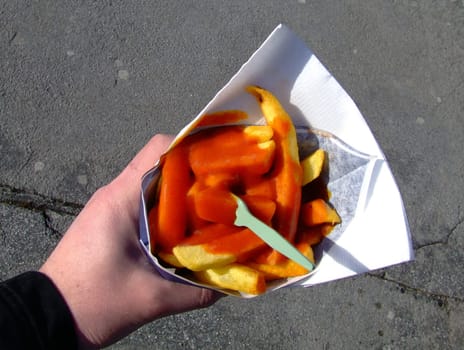 French fries with ketchup