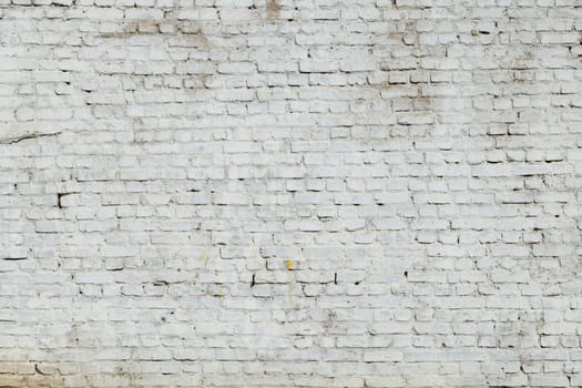 old dirty white painted brick wall, full-frame flat background and texture