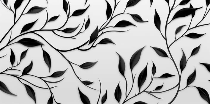 black scroll wallpaper plant leaf curl elegance pattern repeat decoration element illustration nature flower swirl abstract design trendy textile floral. Generative AI.