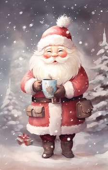 man male year lifestyle household tinsel joyful cosy mug house caucasian holiday cute claus drinking time christmas santa merry home relaxing. Generative AI.