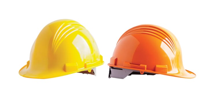 Helmet isolated on white background, protect to safety for engineer in construction site.