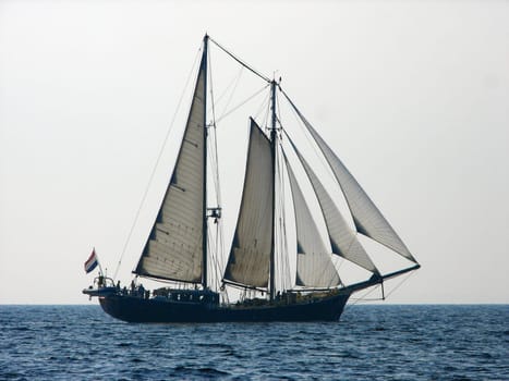 Two-masted schooner - SS "TWISTER"",homeport: Enkhuizen/NL,length: 34.80 m Width: 6.20 m Draught: 2.60 m Sail area: 350 sqm,The ""TWISTER"",originally a sailor that fulfilled its task in fishing,was built in 1998 by his"