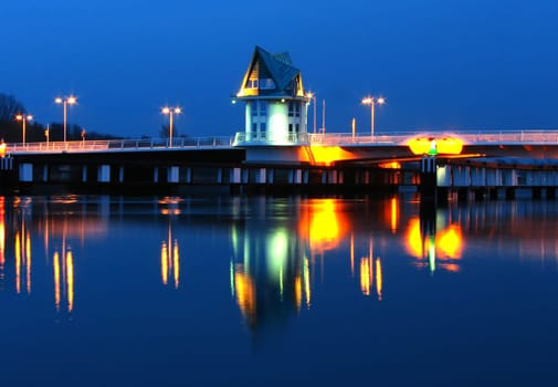 The new bascule bridge over the Schlei near Kappeln. In 2002,the old swing bridge (from 1927) was replaced by a bascule bridge. Kappeln is mainly of tourist importance and is the main town of the Schlei region. The Schlei stretches with a length of 42 km