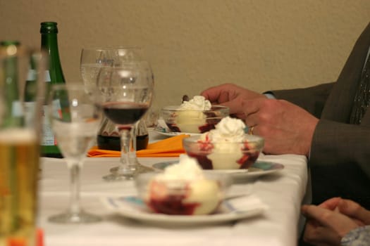 Dessert at a festive birthday dinner