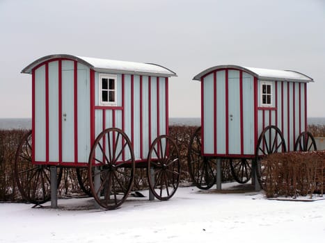 Two bathing wagons