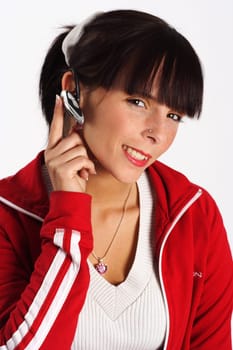 This is shown by a young woman with a headset