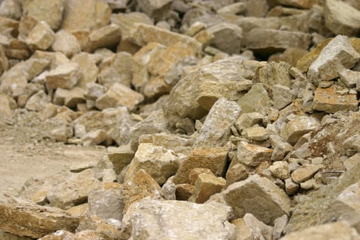 Pile of stones in a quarry