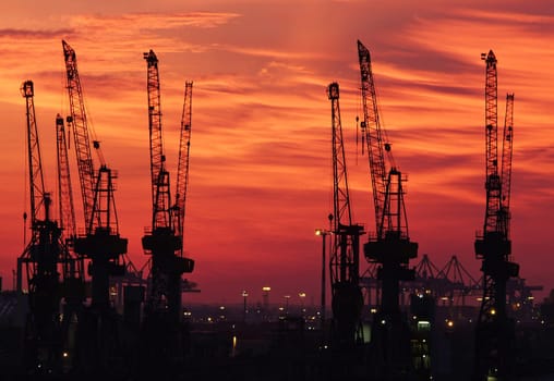 Skyline of the port in Hamburg
