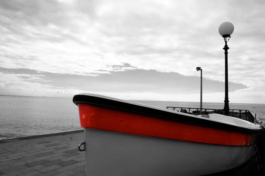 Boat on the promenade in Vietri on the Amalfi Coast