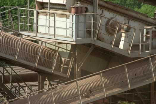 Detail of a dusty machine in a quarry