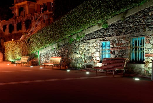 Evening mood on the promenade of Levanto (Italy).