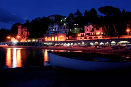 Evening atmosphere in the small fishing port of Levanto.