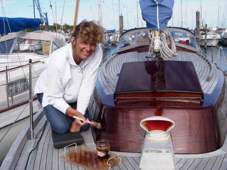 Spring cleaning,sanding and painting is carried out every year. The ship was built in 1976 and was built at the Vindö shipyard in Sweden. The hull is made of GRP and the superstructure is made of wood.