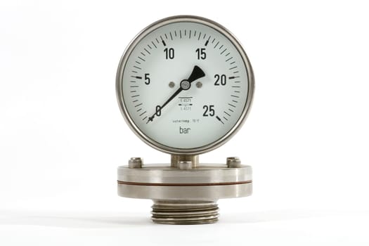 Pressure gauge isolated against a white background
