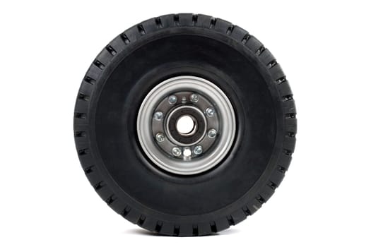 Forklift wheel isolated on white background