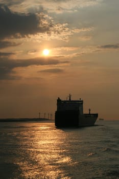 Evening atmosphere at the port of Rotterdam