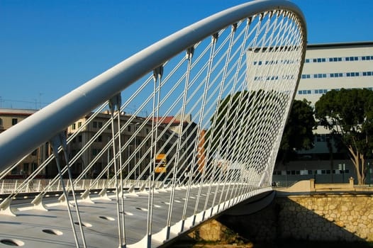 Modern bridge over the Rio Segura,Murcia,Levante,Spain