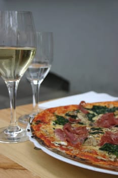 Pizza and wine